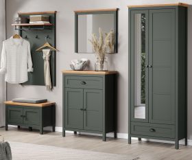 Garderobe Set 5-teilig Meadow in gr�n und Evoke Eiche Landhaus Garderobenkombination 261 x 198 cm