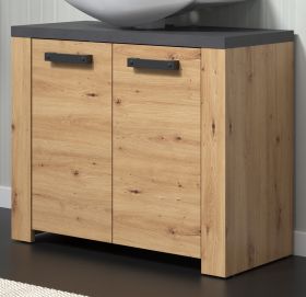 Waschbeckenunterschrank Jorik in Artisan Eiche und Matera grau Badezimmer Unterschrank 79 x 67 cm